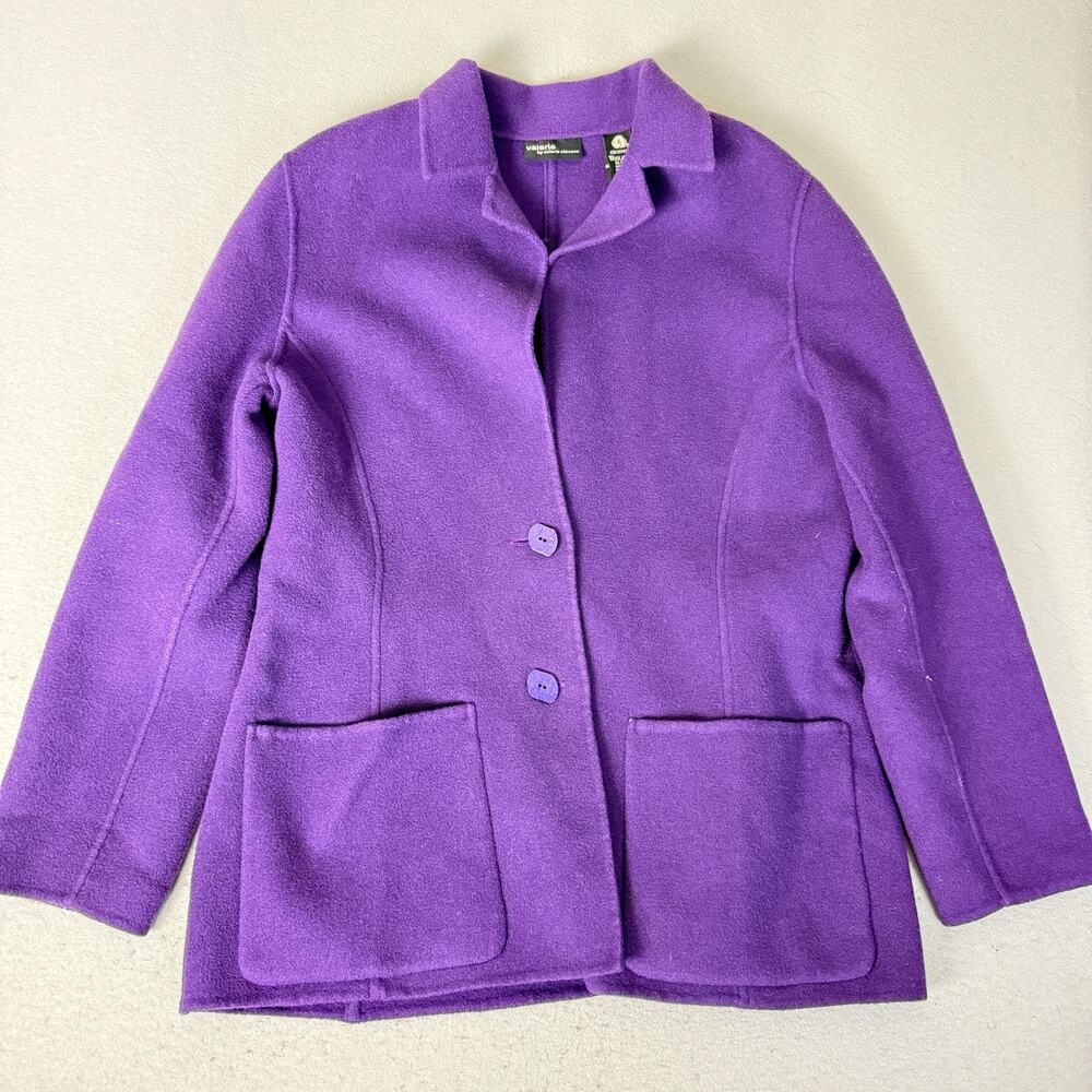 Valerie Stevens Purple Woolmark Wool Blend Jacket Coat Womens S Pockets